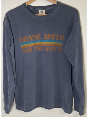 Shane Smith And The Saints Band Graphic Long Sleeve T-Shirt Blue - M